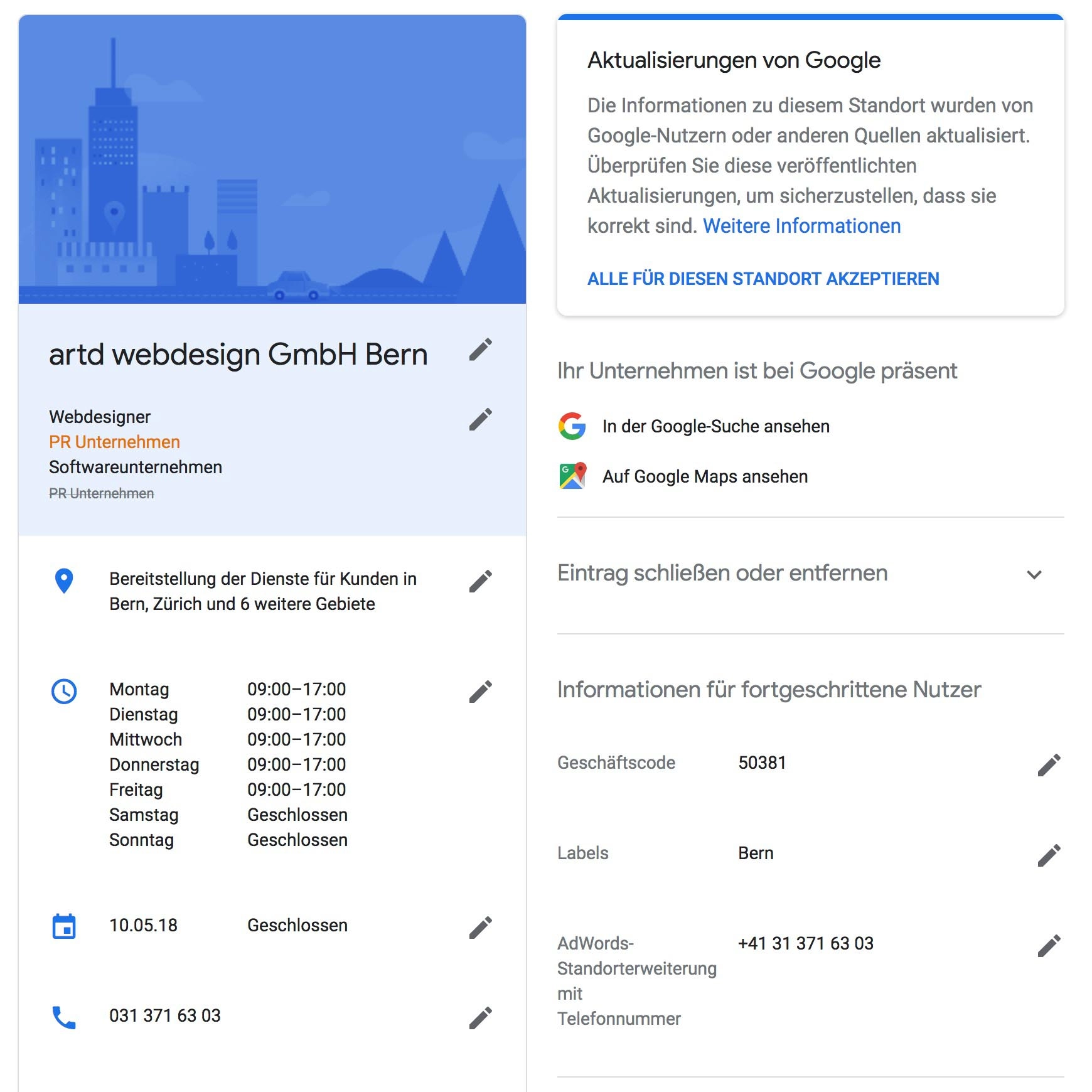 Artd Webdesigns Google My Business Information