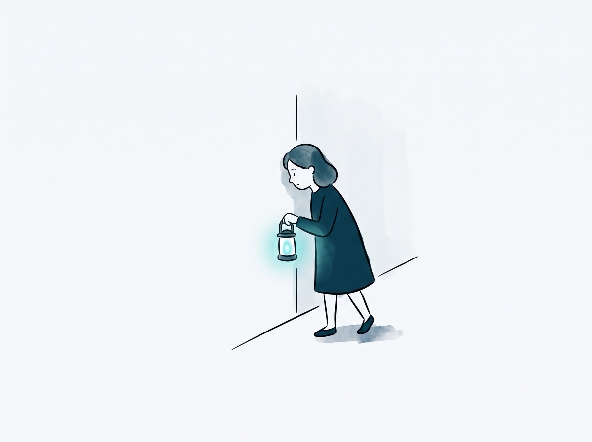 Illustration: Eine Figur prüft mit einer Laterne, ob etwas Verdächtiges vorhanden ist