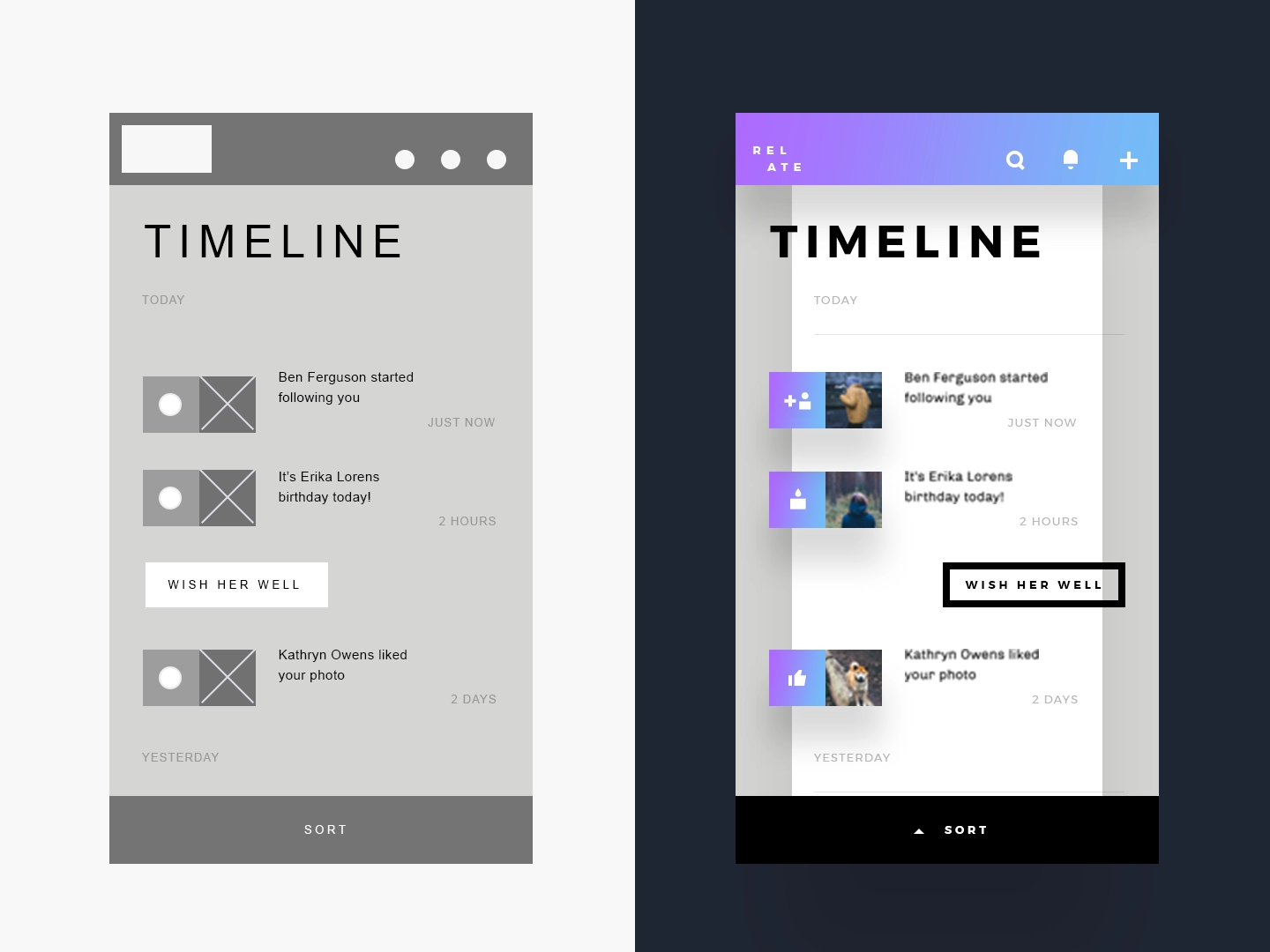 Wireframe Abbildung von InvisionApp