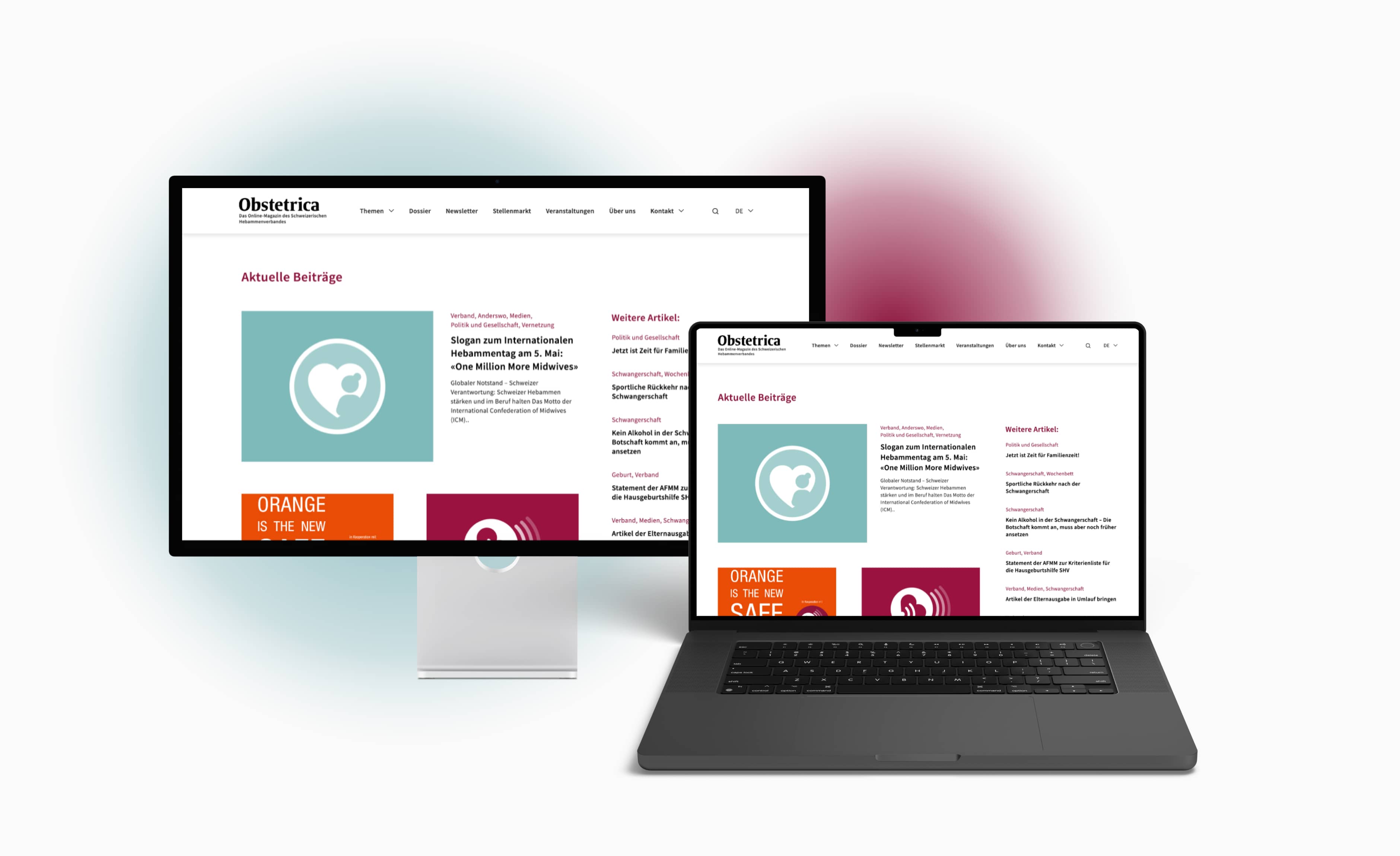 Desktop- und Laptopansicht der obstetrica Website