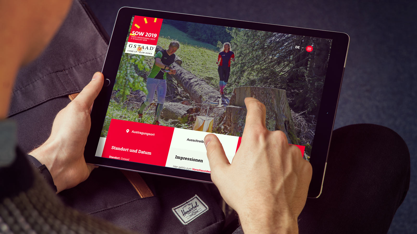 Vorschaubild der Webseite Swiss Orienteering Week auf Tablet 