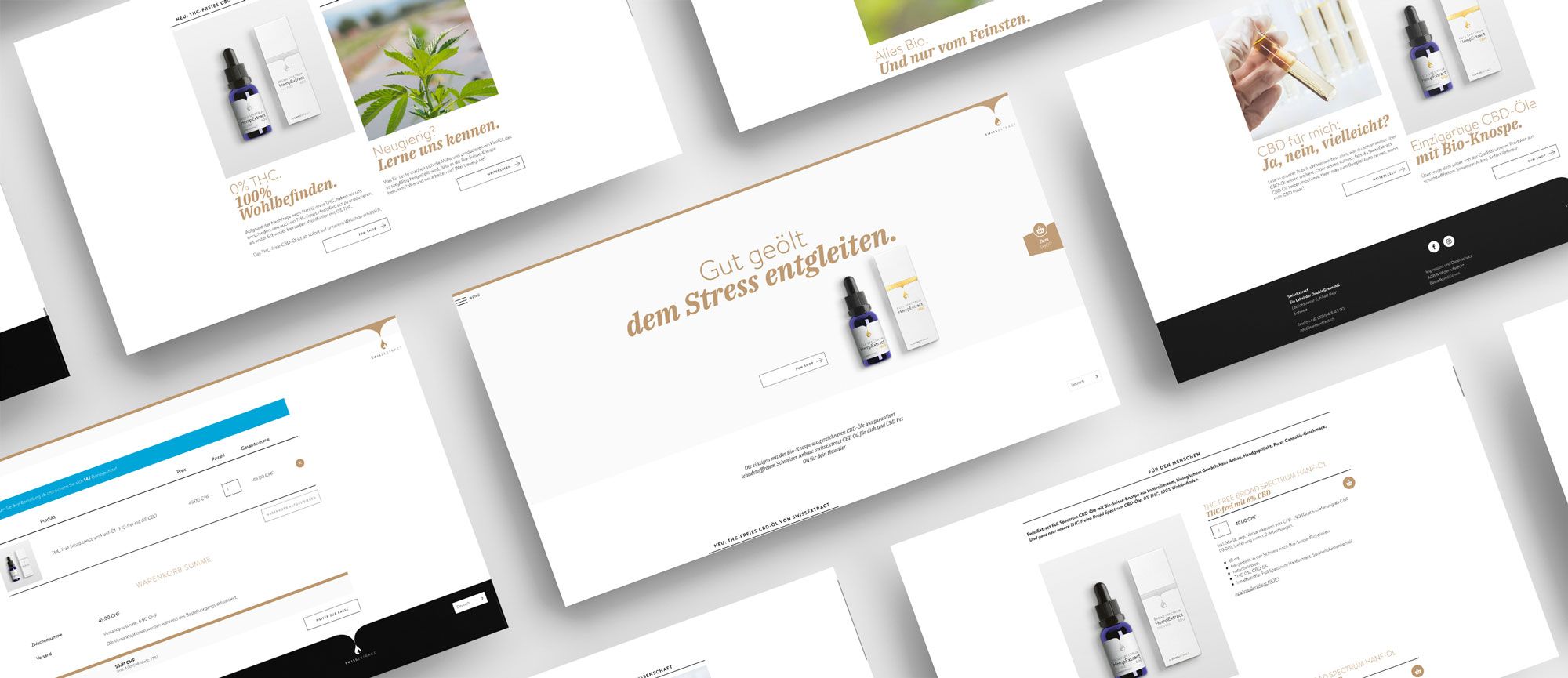 Screenshots von der neue Onlineshop der Firma SwissExtract AG