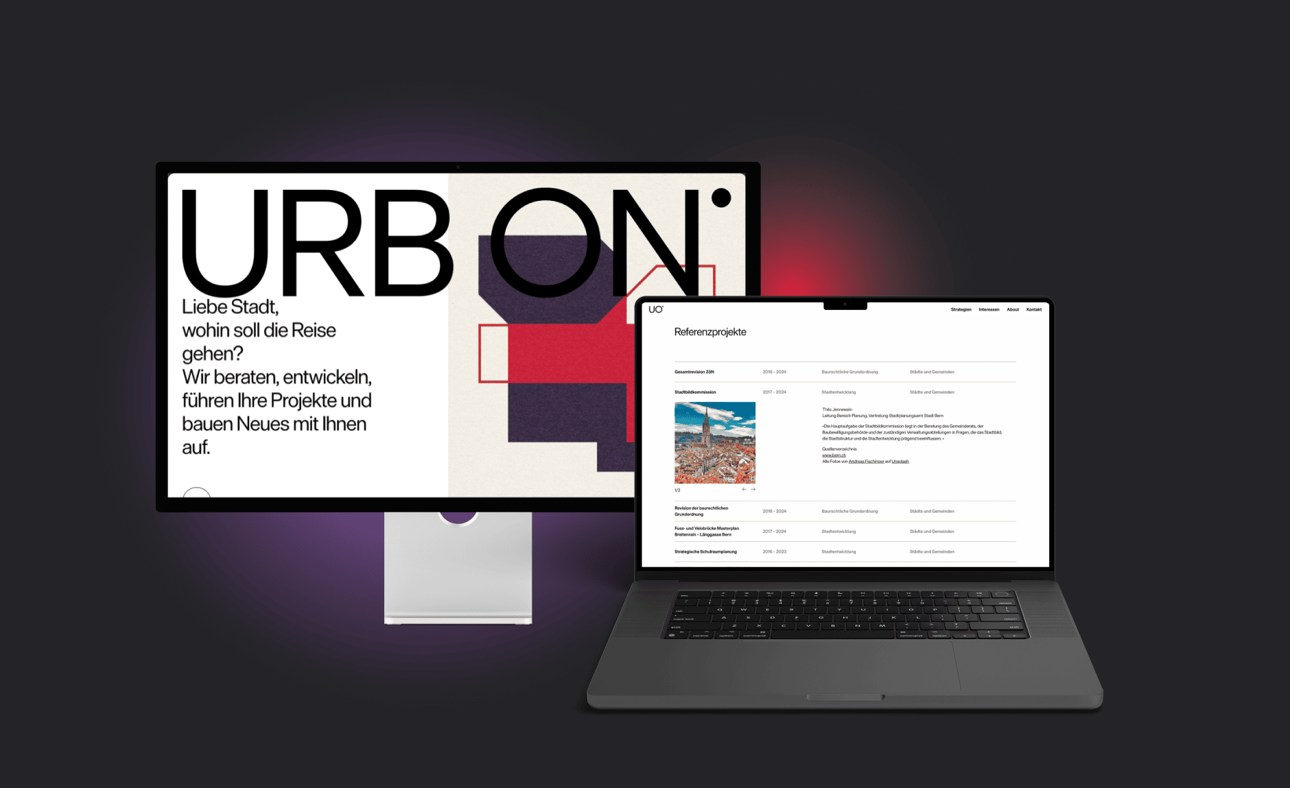 Desktop- und Laptopansicht der URBON Website